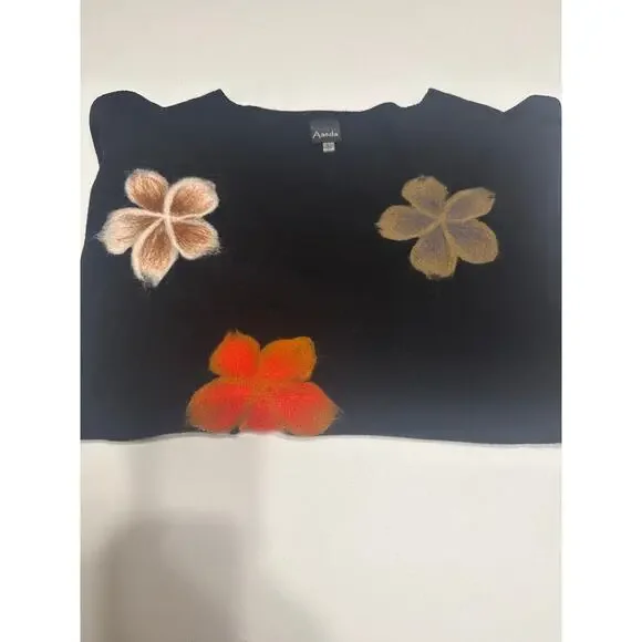 Aaeda Felted Floral Dolman Sleeve Sweater Embroidered Size Large Whimsical - Picture 12 of 12